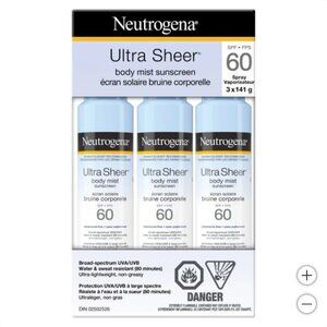 Neutrogena Ultra Sheer Sunscreen SPF 60, 3 x 141 g